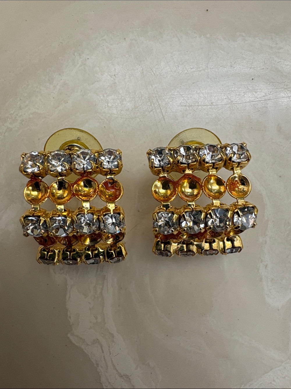 Gold Crystal Cluster Earrings